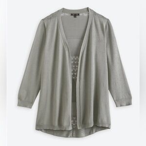 LETY & ME Beecher Pointelle Back Detail Cardigan XS Sage Green